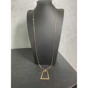 Geometric Gold-Tone Long Chain Necklace With Open Triangle Pendant